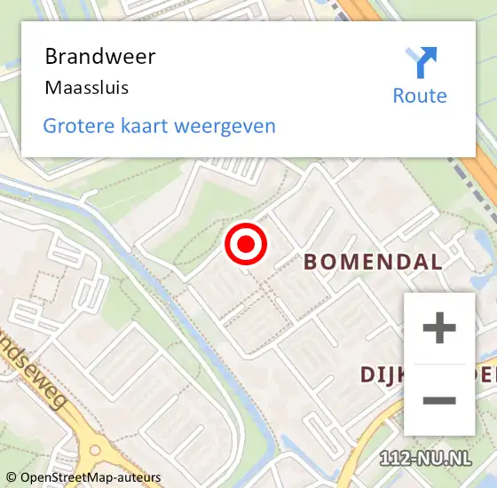 Locatie op kaart van de 112 melding: Brandweer Maassluis op 12 november 2024 19:31