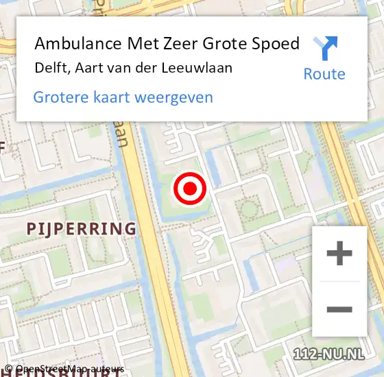 Locatie op kaart van de 112 melding: Ambulance Met Zeer Grote Spoed Naar Delft, Aart van der Leeuwlaan op 12 november 2024 19:51