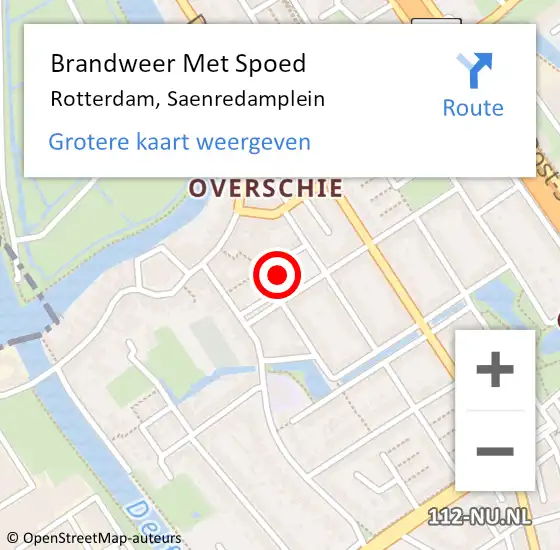 Locatie op kaart van de 112 melding: Brandweer Met Spoed Naar Rotterdam, Saenredamplein op 12 november 2024 19:57