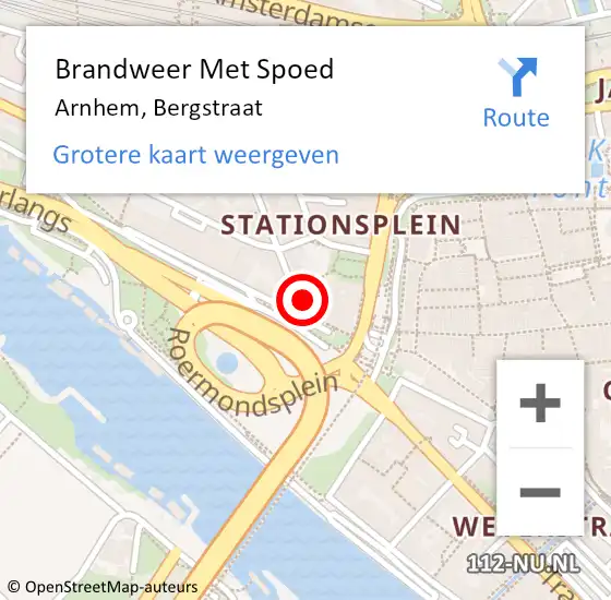 Locatie op kaart van de 112 melding: Brandweer Met Spoed Naar Arnhem, Bergstraat op 12 november 2024 20:02