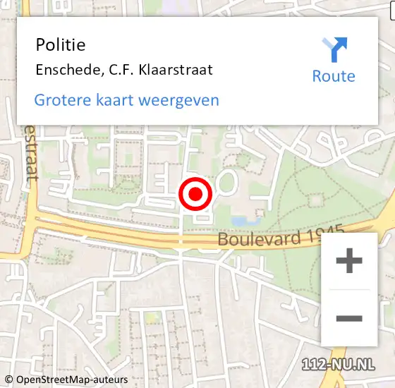 Locatie op kaart van de 112 melding: Politie Enschede, C.F. Klaarstraat op 12 november 2024 20:02