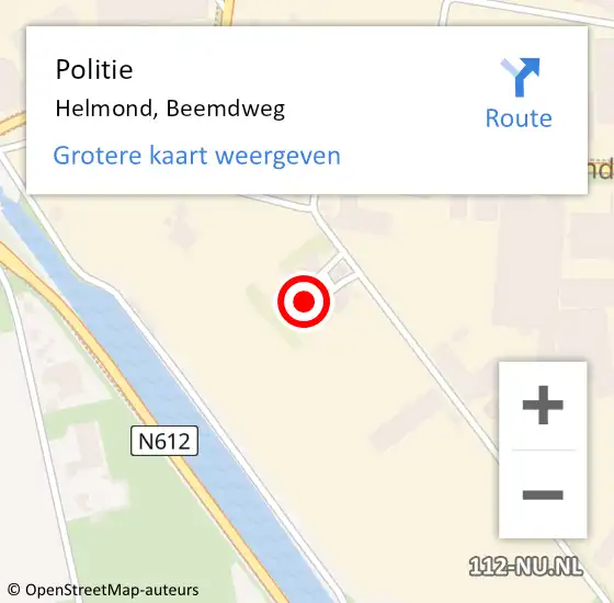 Locatie op kaart van de 112 melding: Politie Helmond, Beemdweg op 12 november 2024 20:02