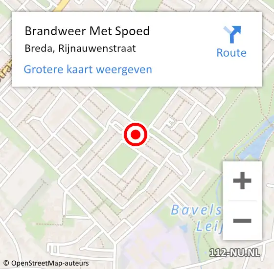 Locatie op kaart van de 112 melding: Brandweer Met Spoed Naar Breda, Rijnauwenstraat op 12 november 2024 20:05