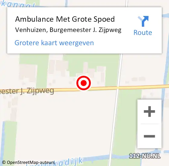 Locatie op kaart van de 112 melding: Ambulance Met Grote Spoed Naar Venhuizen, Burgemeester J. Zijpweg op 12 november 2024 20:16