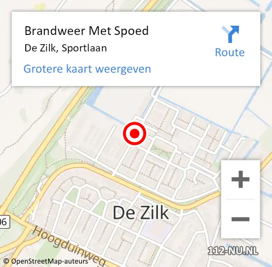 Locatie op kaart van de 112 melding: Brandweer Met Spoed Naar De Zilk, Sportlaan op 18 oktober 2013 20:35