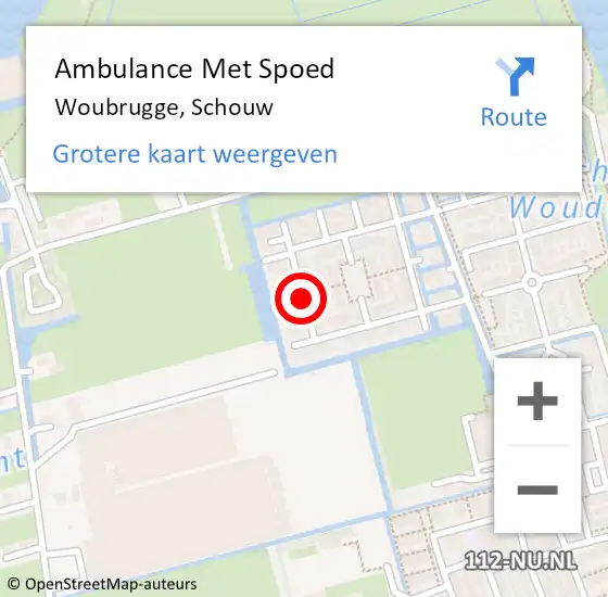 Locatie op kaart van de 112 melding: Ambulance Met Spoed Naar Woubrugge, Schouw op 12 november 2024 20:35