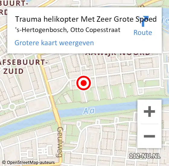 Locatie op kaart van de 112 melding: Trauma helikopter Met Zeer Grote Spoed Naar 's-Hertogenbosch, Otto Copesstraat op 12 november 2024 20:50