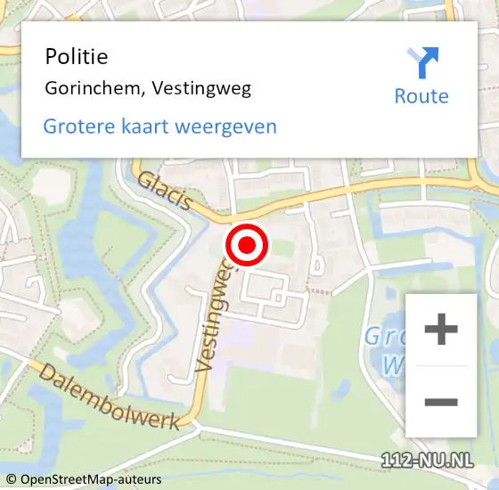 Locatie op kaart van de 112 melding: Politie Gorinchem, Vestingweg op 12 november 2024 21:05