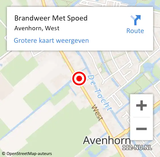 Locatie op kaart van de 112 melding: Brandweer Met Spoed Naar Avenhorn, West op 12 november 2024 21:09