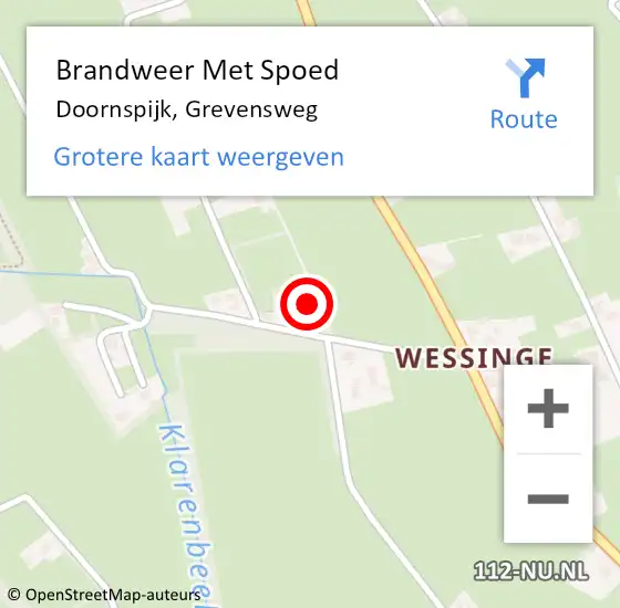 Locatie op kaart van de 112 melding: Brandweer Met Spoed Naar Doornspijk, Grevensweg op 12 november 2024 22:19