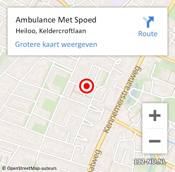 Locatie op kaart van de 112 melding: Ambulance Met Spoed Naar Heiloo, Keldercroftlaan op 12 november 2024 22:33