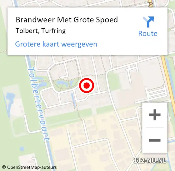 Locatie op kaart van de 112 melding: Brandweer Met Grote Spoed Naar Tolbert, Turfring op 12 november 2024 22:38