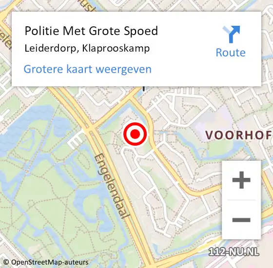 Locatie op kaart van de 112 melding: Politie Met Grote Spoed Naar Leiderdorp, Klaprooskamp op 12 november 2024 22:59