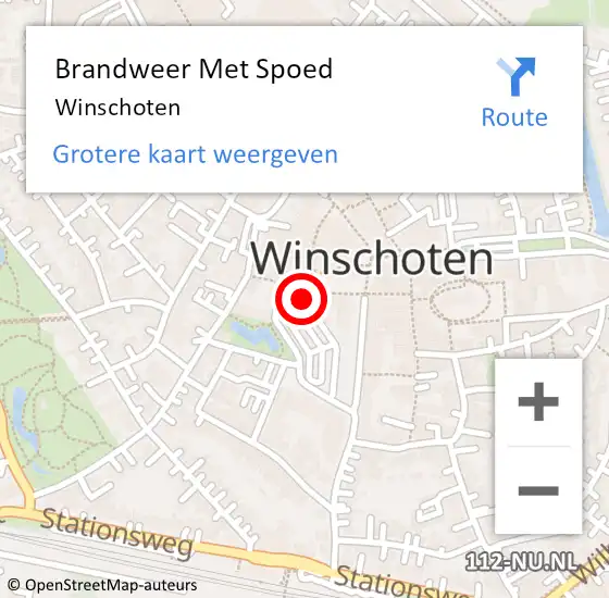 Locatie op kaart van de 112 melding: Brandweer Met Spoed Naar Winschoten op 12 november 2024 23:02