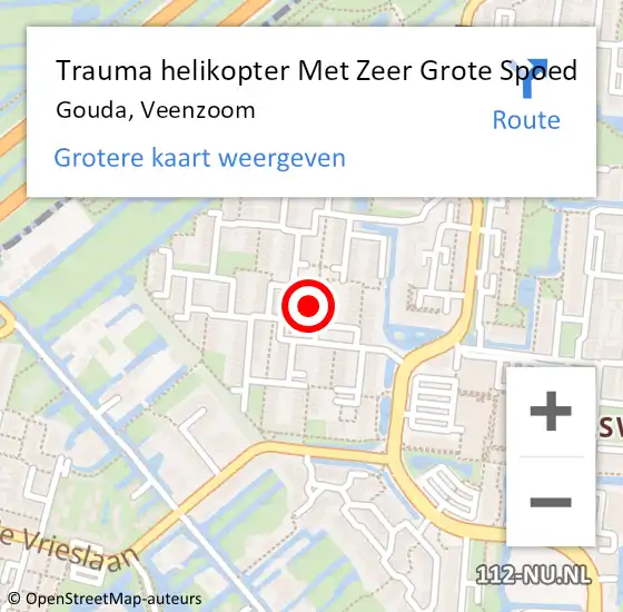 Locatie op kaart van de 112 melding: Trauma helikopter Met Zeer Grote Spoed Naar Gouda, Veenzoom op 12 november 2024 23:29