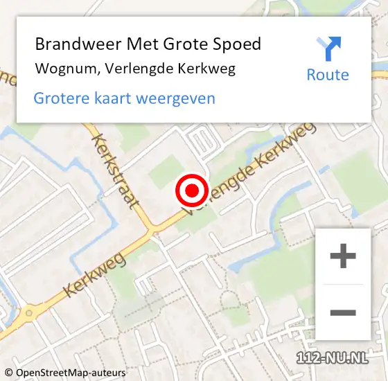 Locatie op kaart van de 112 melding: Brandweer Met Grote Spoed Naar Wognum, Verlengde Kerkweg op 13 november 2024 00:40