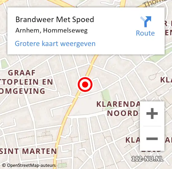 Locatie op kaart van de 112 melding: Brandweer Met Spoed Naar Arnhem, Hommelseweg op 13 november 2024 00:53