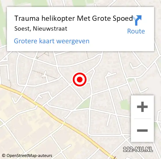 Locatie op kaart van de 112 melding: Trauma helikopter Met Grote Spoed Naar Soest, Nieuwstraat op 13 november 2024 01:20