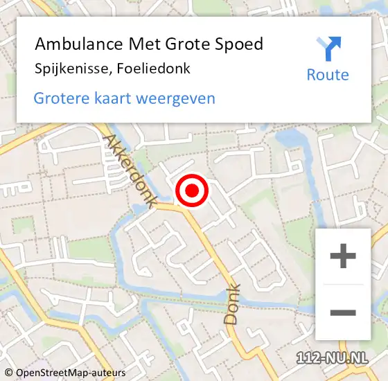 Locatie op kaart van de 112 melding: Ambulance Met Grote Spoed Naar Spijkenisse, Foeliedonk op 13 november 2024 01:32