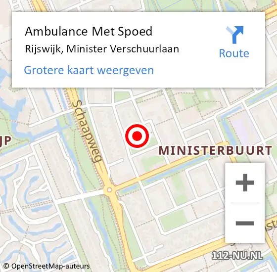 Locatie op kaart van de 112 melding: Ambulance Met Spoed Naar Rijswijk, Minister Verschuurlaan op 13 november 2024 01:36