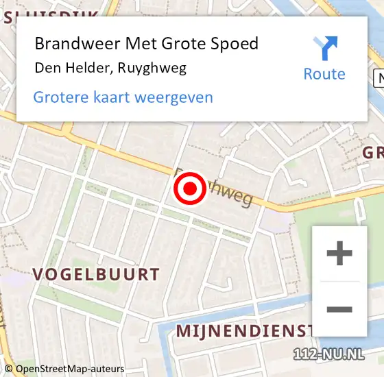 Locatie op kaart van de 112 melding: Brandweer Met Grote Spoed Naar Den Helder, Ruyghweg op 13 november 2024 02:29