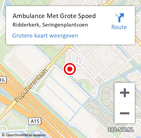 Locatie op kaart van de 112 melding: Ambulance Met Grote Spoed Naar Ridderkerk, Seringenplantsoen op 13 november 2024 02:41