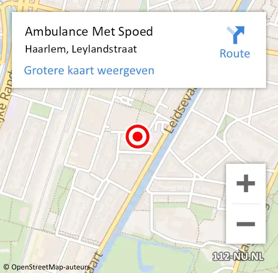 Locatie op kaart van de 112 melding: Ambulance Met Spoed Naar Haarlem, Leylandstraat op 13 november 2024 02:53