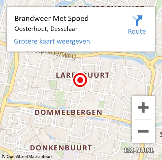 Locatie op kaart van de 112 melding: Brandweer Met Spoed Naar Oosterhout, Desselaar op 13 november 2024 03:48