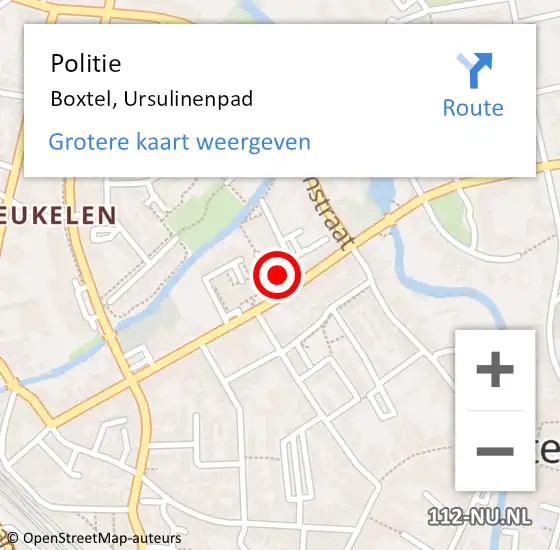 Locatie op kaart van de 112 melding: Politie Boxtel, Ursulinenpad op 13 november 2024 05:13