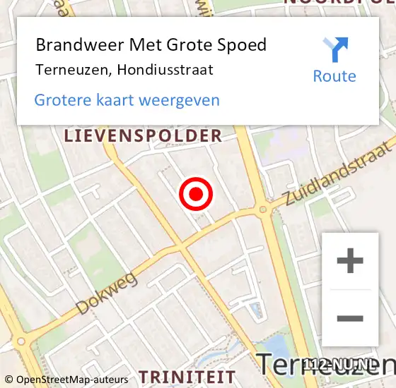 Locatie op kaart van de 112 melding: Brandweer Met Grote Spoed Naar Terneuzen, Hondiusstraat op 13 november 2024 05:24