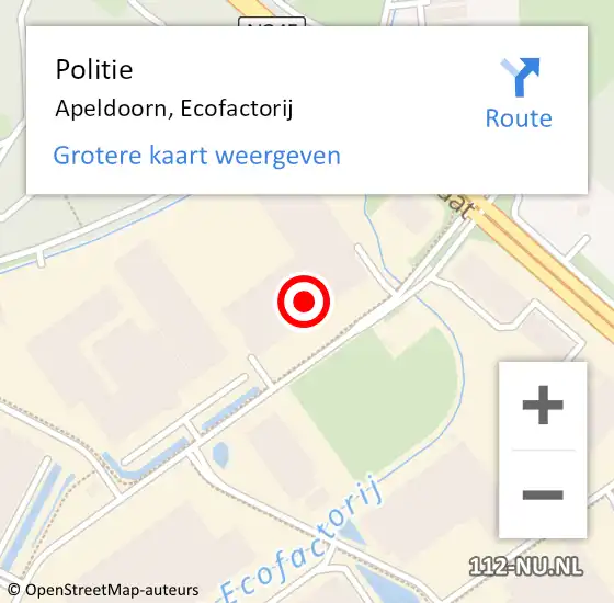 Locatie op kaart van de 112 melding: Politie Apeldoorn, Ecofactorij op 13 november 2024 05:49