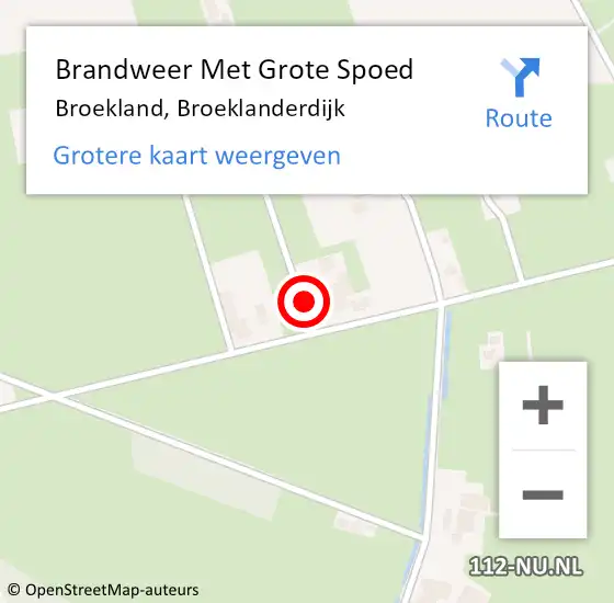 Locatie op kaart van de 112 melding: Brandweer Met Grote Spoed Naar Broekland, Broeklanderdijk op 13 november 2024 06:40