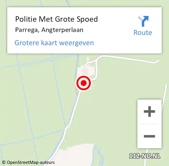 Locatie op kaart van de 112 melding: Politie Met Grote Spoed Naar Parrega, Angterperlaan op 13 november 2024 07:07