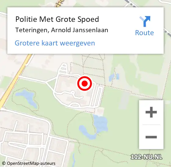 Locatie op kaart van de 112 melding: Politie Met Grote Spoed Naar Teteringen, Arnold Janssenlaan op 13 november 2024 07:10