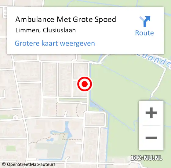 Locatie op kaart van de 112 melding: Ambulance Met Grote Spoed Naar Limmen, Clusiuslaan op 13 november 2024 07:11