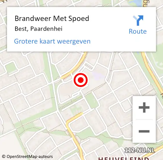 Locatie op kaart van de 112 melding: Brandweer Met Spoed Naar Best, Paardenhei op 13 november 2024 07:11