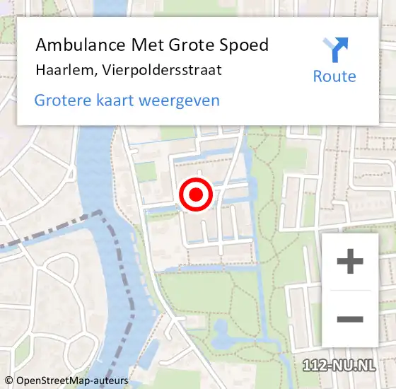 Locatie op kaart van de 112 melding: Ambulance Met Grote Spoed Naar Haarlem, Vierpoldersstraat op 13 november 2024 07:24