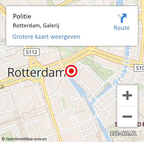 Locatie op kaart van de 112 melding: Politie Rotterdam, Galerij op 13 november 2024 07:30