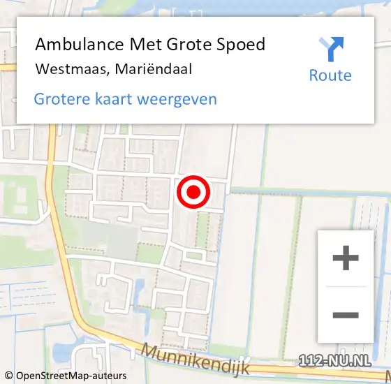 Locatie op kaart van de 112 melding: Ambulance Met Grote Spoed Naar Westmaas, Mariëndaal op 13 november 2024 07:37