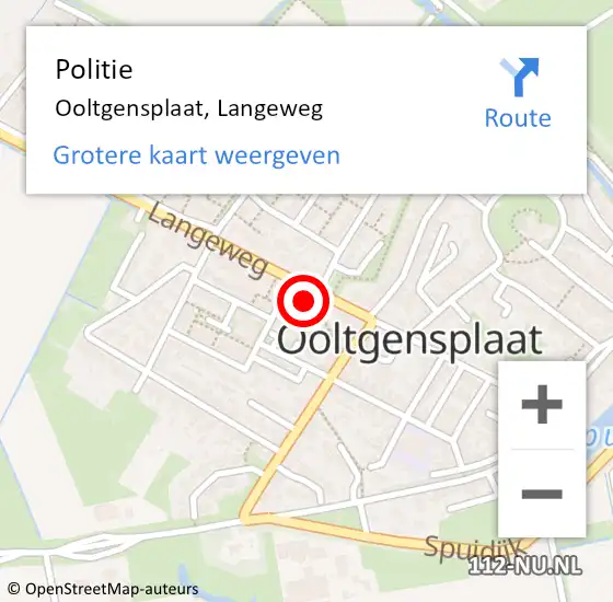 Locatie op kaart van de 112 melding: Politie Ooltgensplaat, Langeweg op 13 november 2024 07:40