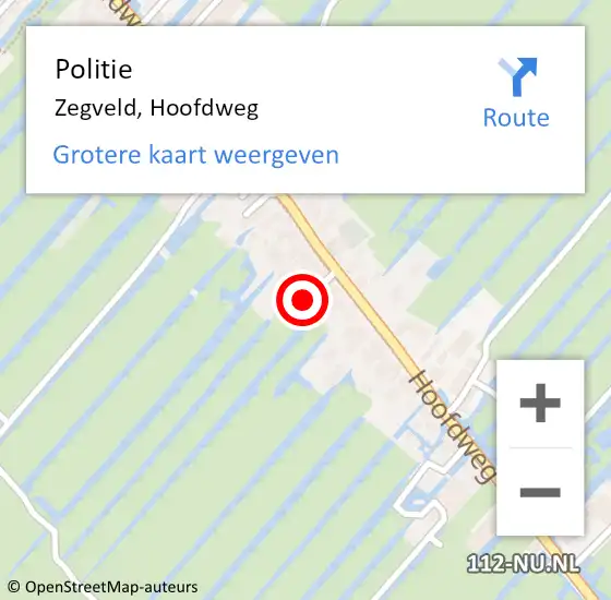 Locatie op kaart van de 112 melding: Politie Zegveld, Hoofdweg op 13 november 2024 07:41