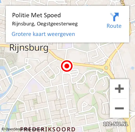 Locatie op kaart van de 112 melding: Politie Met Spoed Naar Rijnsburg, Oegstgeesterweg op 13 november 2024 07:44