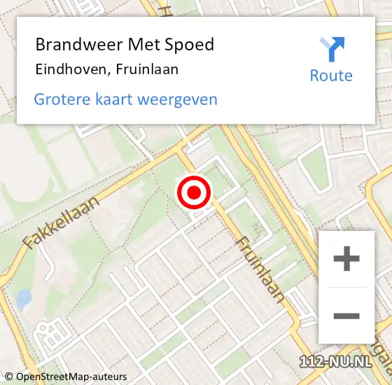 Locatie op kaart van de 112 melding: Brandweer Met Spoed Naar Eindhoven, Fruinlaan op 13 november 2024 07:56