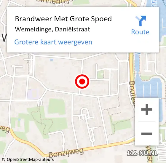 Locatie op kaart van de 112 melding: Brandweer Met Grote Spoed Naar Wemeldinge, Daniëlstraat op 13 november 2024 08:06