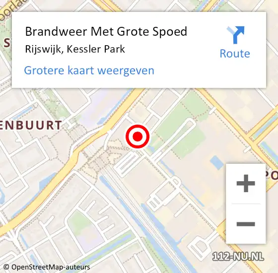 Locatie op kaart van de 112 melding: Brandweer Met Grote Spoed Naar Rijswijk, Kessler Park op 13 november 2024 08:20