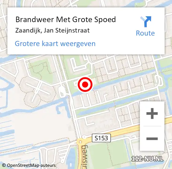 Locatie op kaart van de 112 melding: Brandweer Met Grote Spoed Naar Zaandijk, Jan Steijnstraat op 13 november 2024 08:33