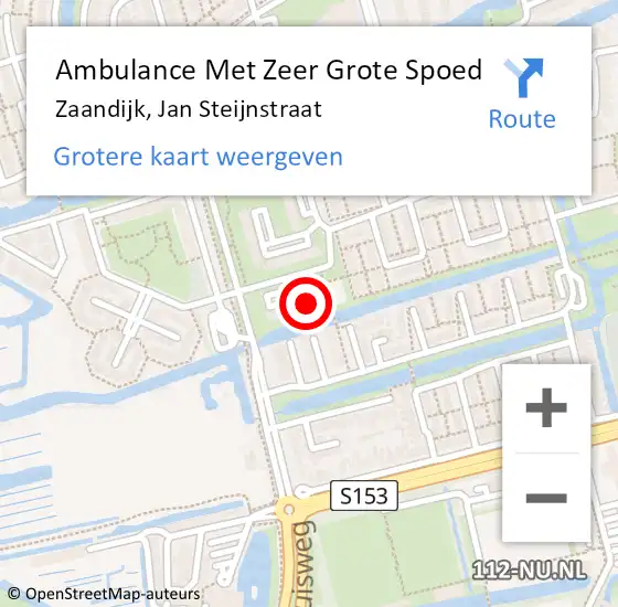 Locatie op kaart van de 112 melding: Ambulance Met Zeer Grote Spoed Naar Zaandijk, Jan Steijnstraat op 13 november 2024 08:33