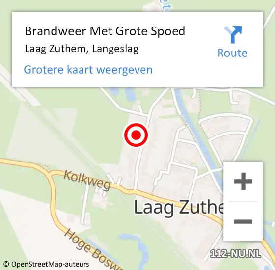 Locatie op kaart van de 112 melding: Brandweer Met Grote Spoed Naar Laag Zuthem, Langeslag op 13 november 2024 08:45