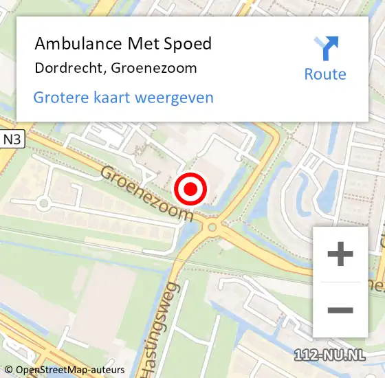 Locatie op kaart van de 112 melding: Ambulance Met Spoed Naar Dordrecht, Groenezoom op 13 november 2024 08:54