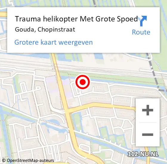 Locatie op kaart van de 112 melding: Trauma helikopter Met Grote Spoed Naar Gouda, Chopinstraat op 13 november 2024 09:15